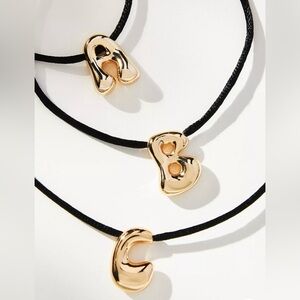 Anthropologie Corded Bubble Letter Monogram Necklace - “K”